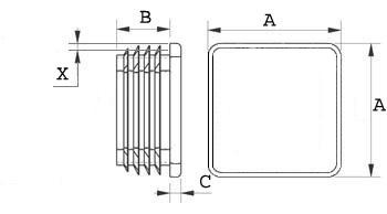 Záslepka, krytka, zátka 50X50 0,8-3,0mm Čtvercová plastová záslepka