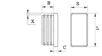 Záslepka, krytka, zátka 40x20 1,0-3,0mm Obdélníková plastová záslepka