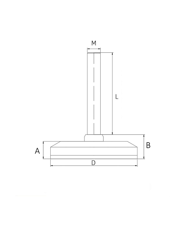 M12X50 60mm Stavěcí nohy ocel plast