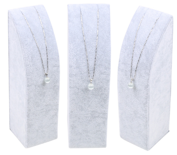 Hranol, stojánek, dekolt na šperky 19,5cm šedý samet