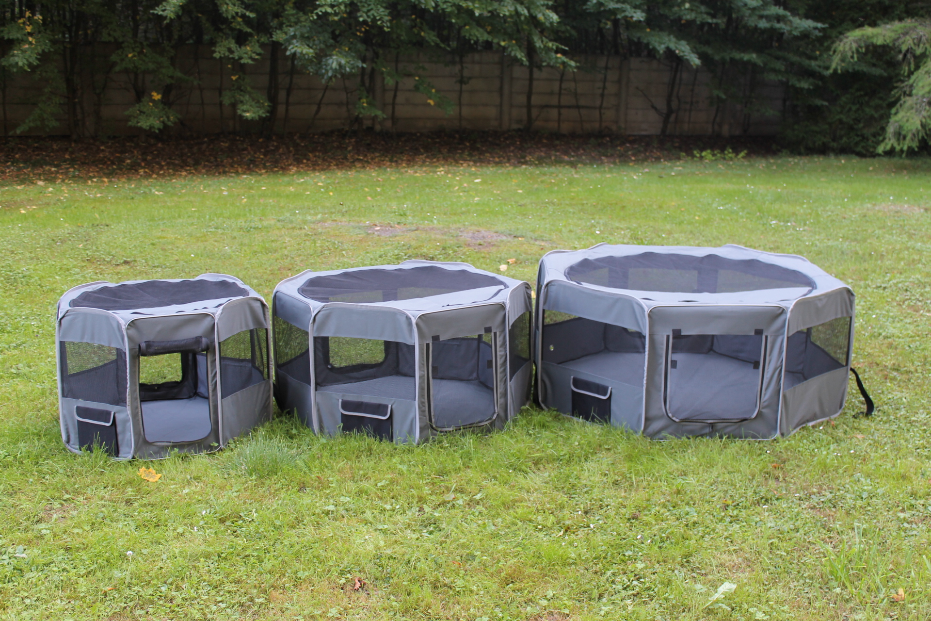 Klec pro psa, látková přepravka, výběh, šedá 150cm