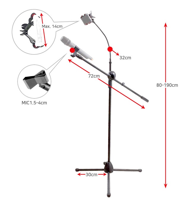 Elementrix stojan na mikrofon, držák mobilu