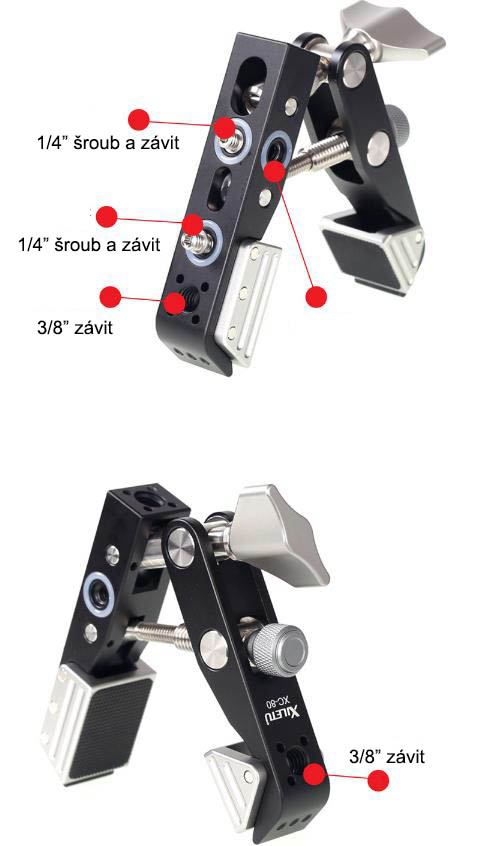 Magnetická svěrka se závity 1/4" a 3/8"