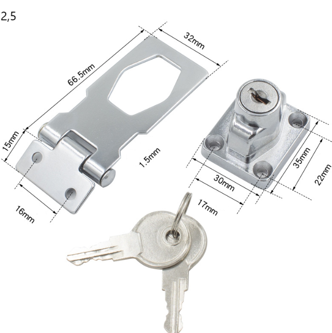 Dveřní petlice uzamykatelná 66mm 1ks