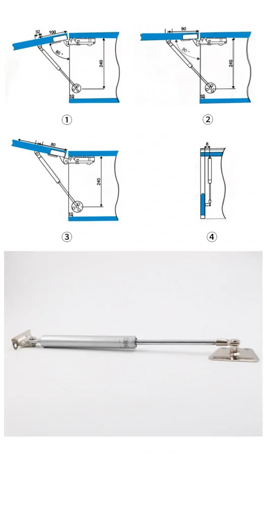 Tlumič výklopných dvířek, píst s deskou 150N 