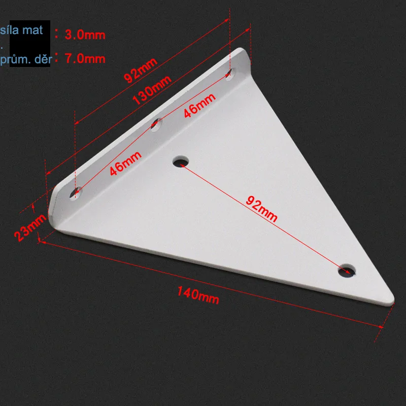 Držák police trojúhelník 130x133mm - bilý  [1ks]