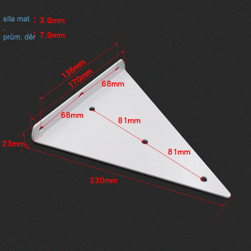 Držák police trojúhelník 170x220mm - bilý  [1ks]