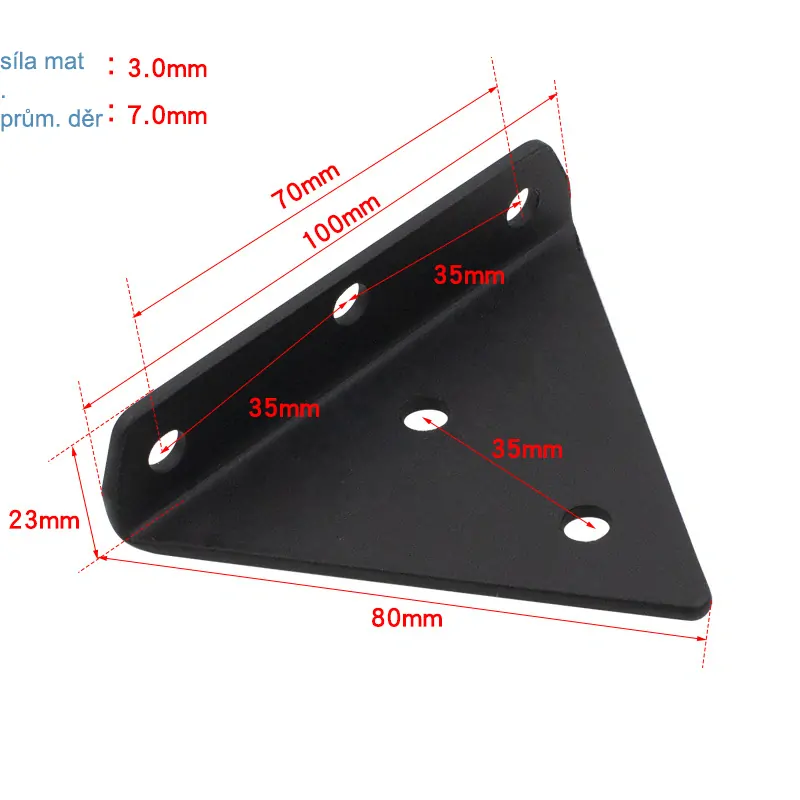 Držák police trojúhelník 100x78mm - černý  [1ks]