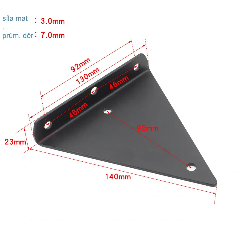 Držák police trojúhelník 130x133mm - černý  [1ks]