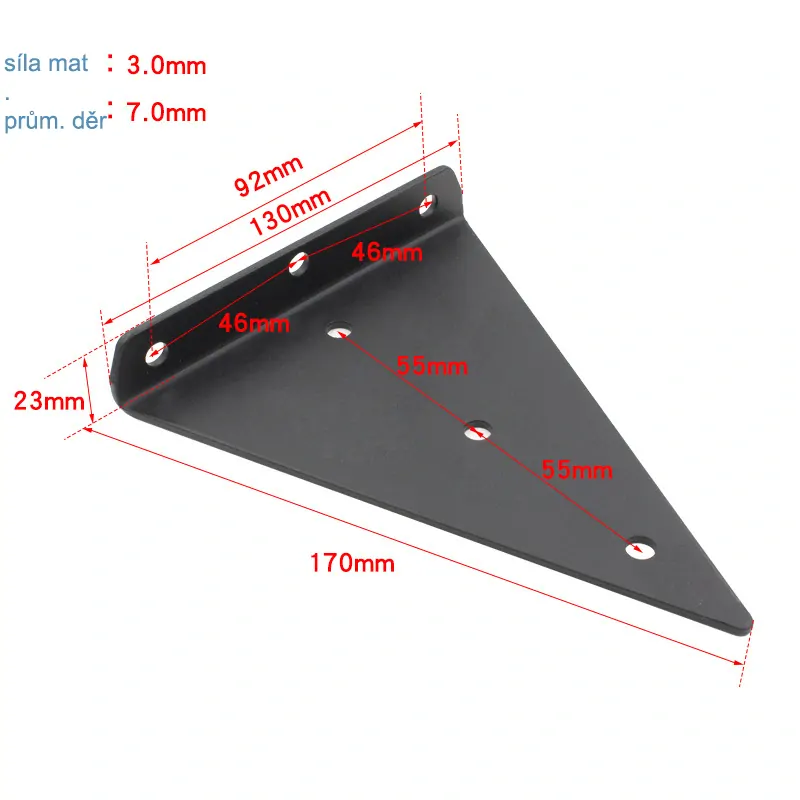 Držák police trojúhelník 130x163mm - černý  [1ks]