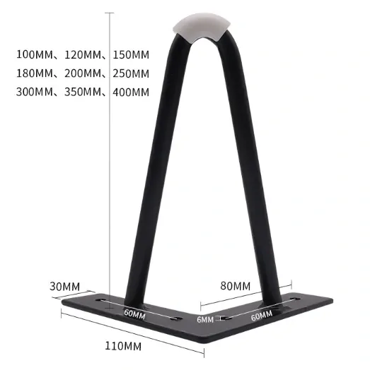 Postelová noha Hairpin 200mm, 4 kusy, černá