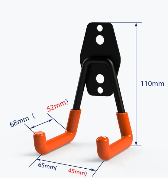 Ocelový hák na zeď 68x110mm s pogumovaným povrchem