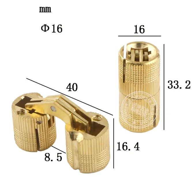 Zapuštěný cylindrický pant závěs 180° Ø16mm