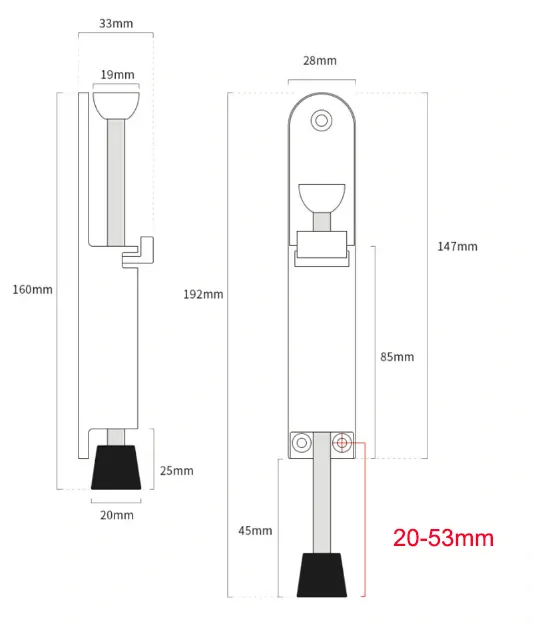 Dveřní zarážka našlapávací 147mm, zelená