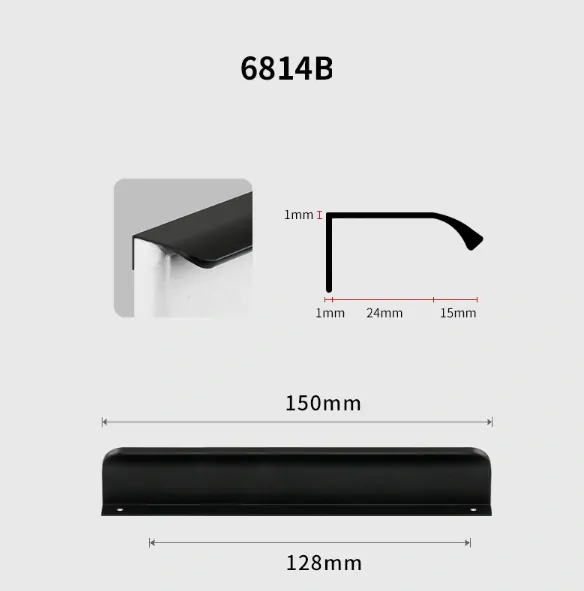 Profilová nábytková úchytka 150mm horní černá