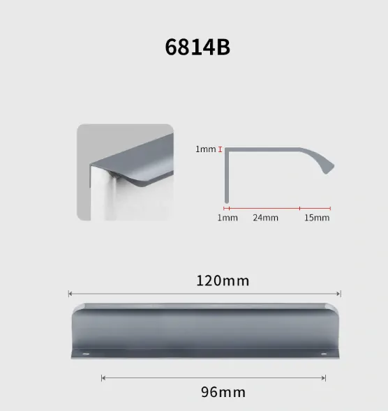 Profilová nábytková úchytka 120mm horní šedá