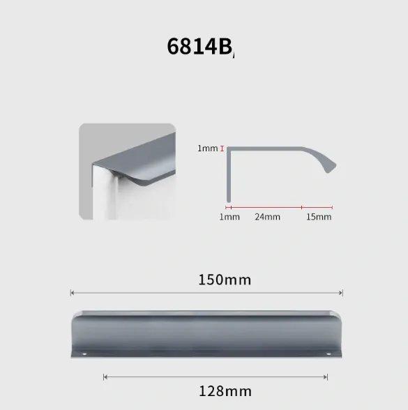 Profilová nábytková úchytka 150mm horní šedá