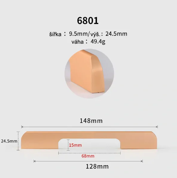 Nábytková úchytka 148mm 6801 zlatá rose gold
