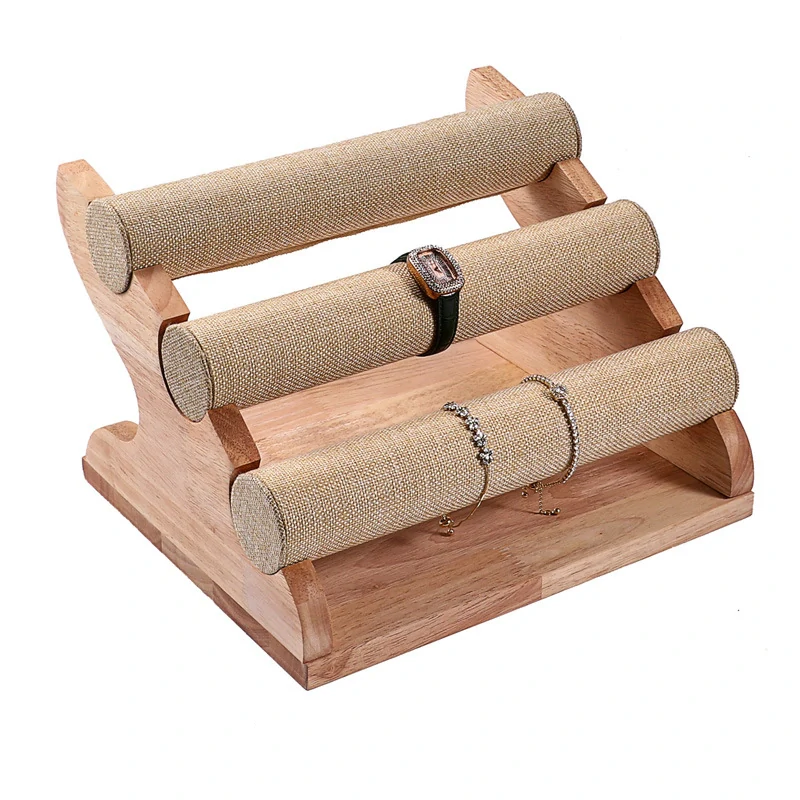 Stojánek, dekolt na náramky 3 patra sisálová textílie