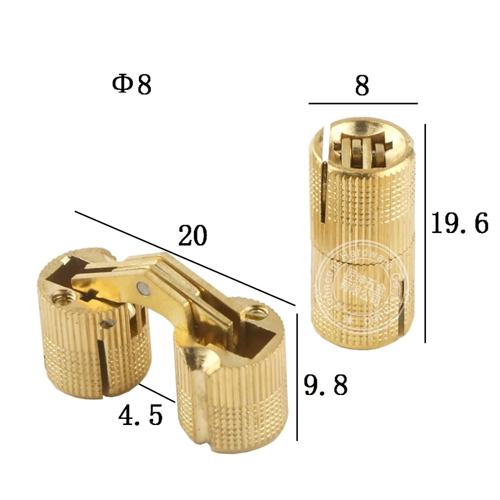 Zapuštěný cylindrický pant závěs 180° Ø8mm