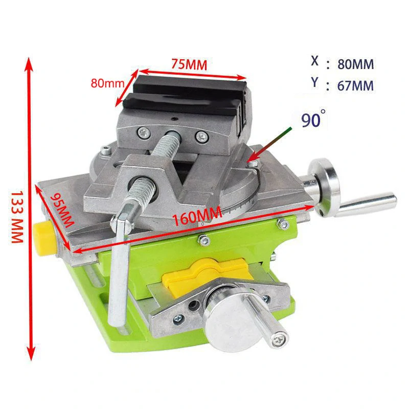 Křížový pracovní stůl 160x130mm otočný, svěrák