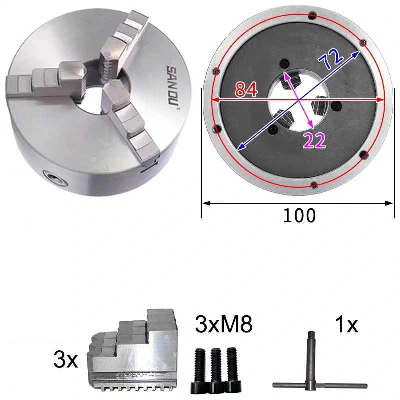 Sklíčidlo na soustruh, 100mm K11-100 3-čelisťové