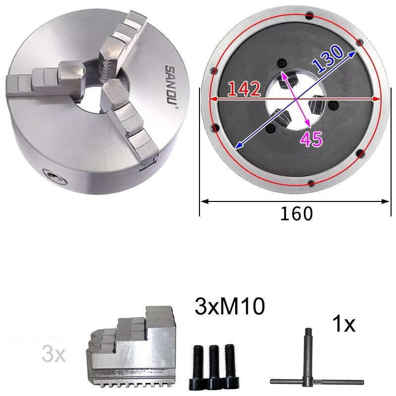 Sklíčidlo na soustruh, 160mm K11-160 3-čelisťové