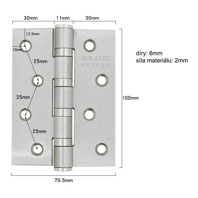 Nerezový dveřní pant 100mm ložiskový (2ks)