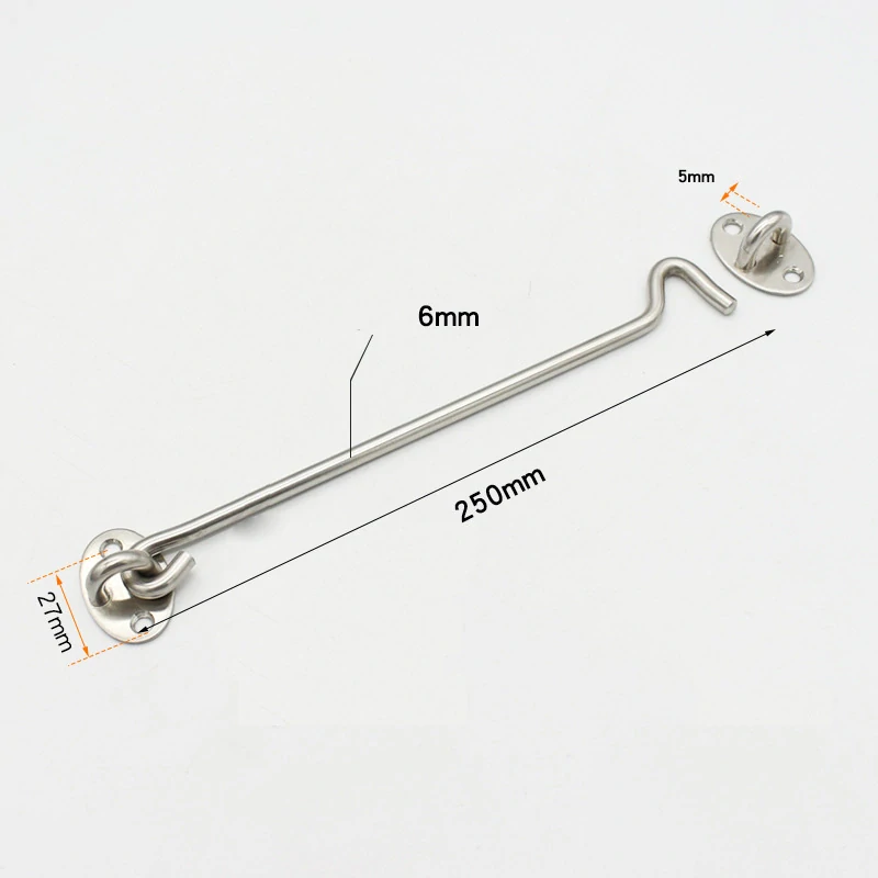 Nerezový hák 250mm na dveře, vrata, okno s protikusem