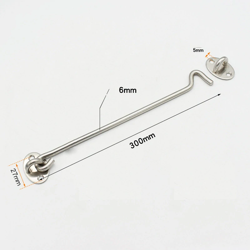 Nerezový hák 300mm na dveře, vrata, okno s protikusem