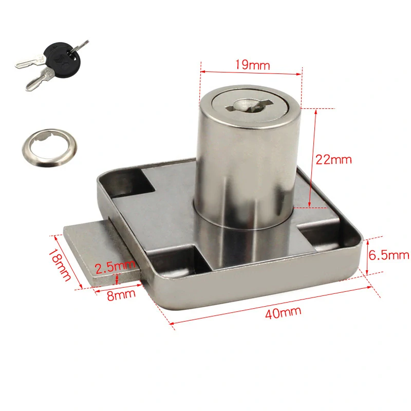 Zásuvkový zámek, zámek pro šuplík ocel 22mm universální