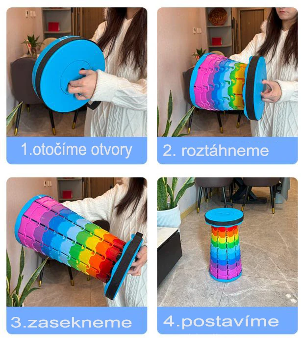 Teleskopická skládací židlička modročerná