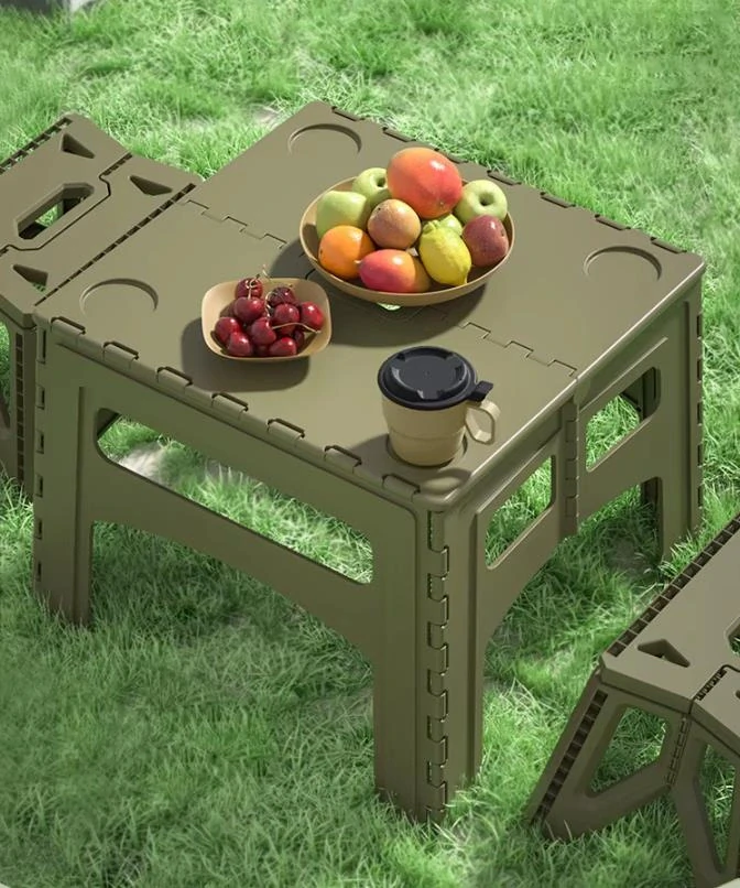Kempingový skládací stolek – military zelená 