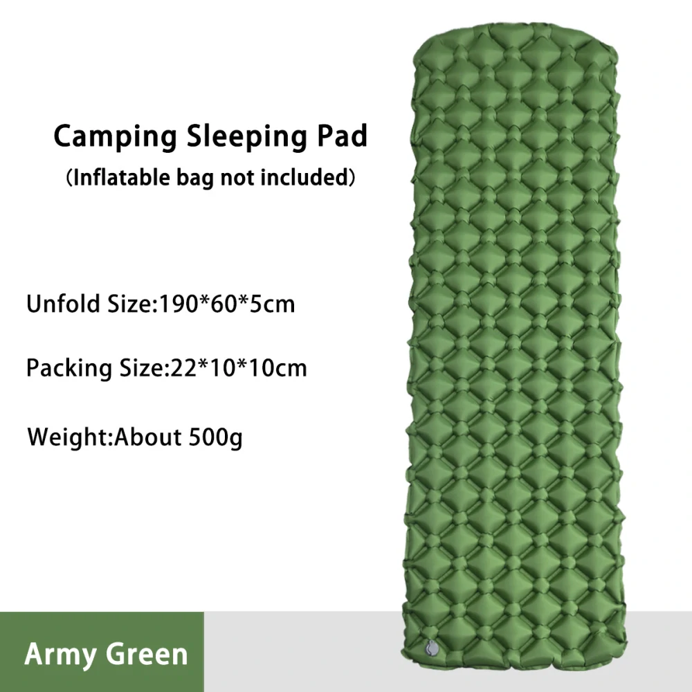 Nafukovací turistická karimatka military zelená