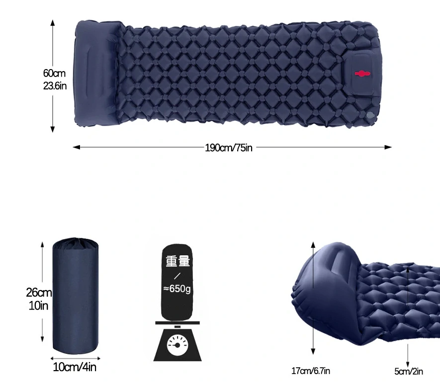 Samonafukovací turistická karimatka s vestavěnou pumpou navy modrá