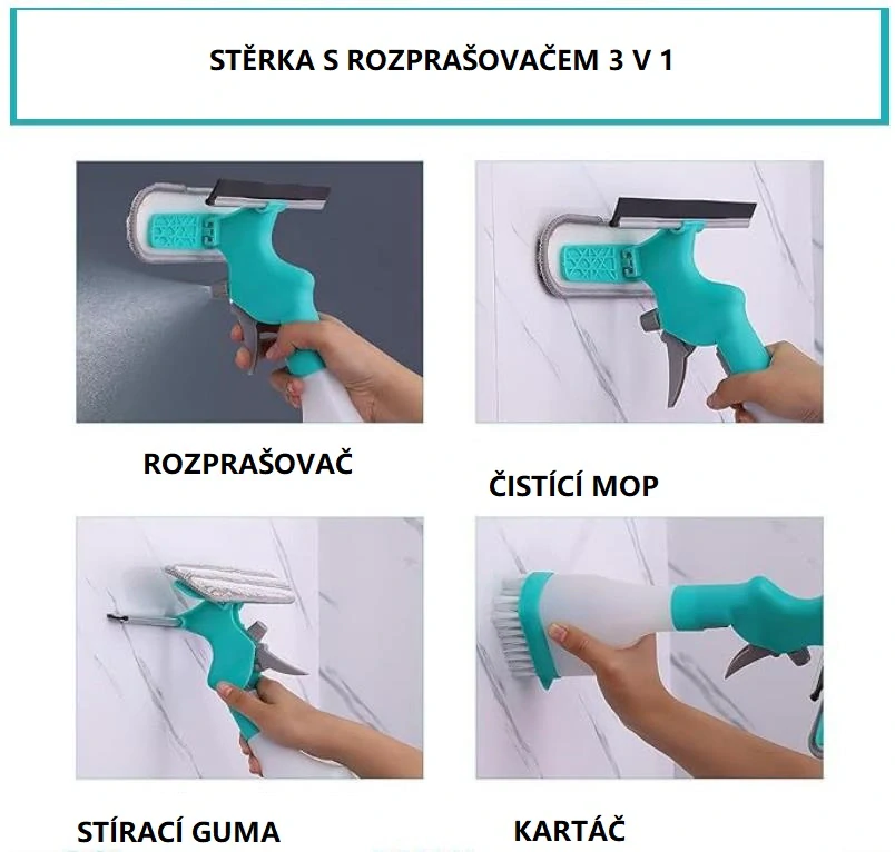 Stěrka na okno 3v1 s rozprašovačem