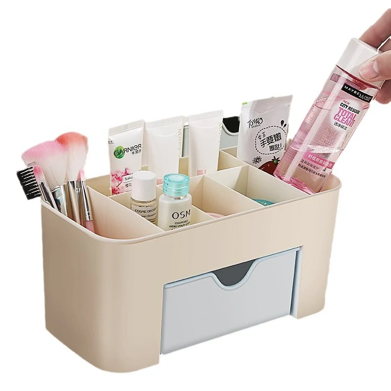 Organizér na kosmetiku s přihrádkami, modrý šuplík