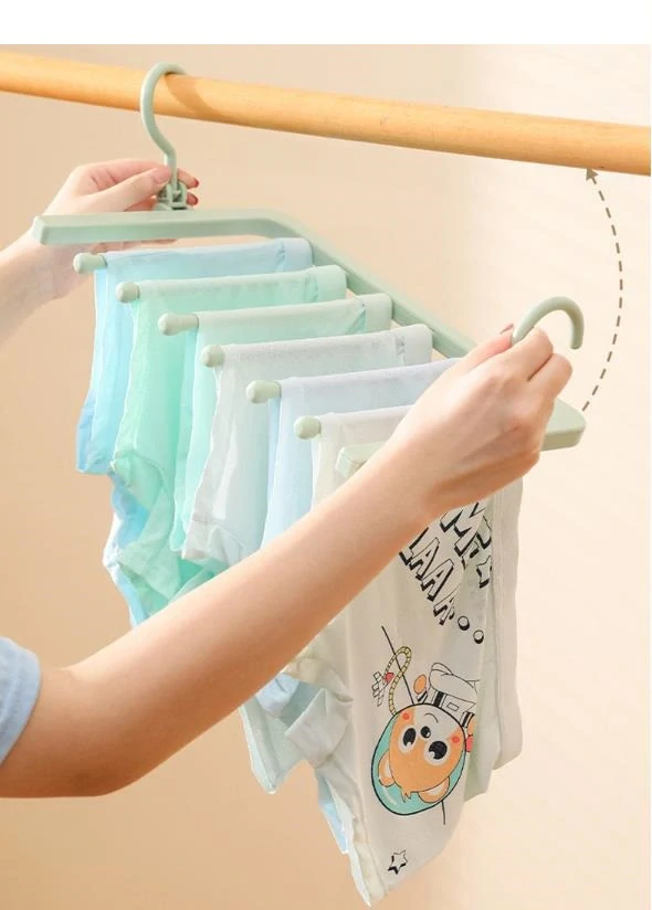 Věšák na spodní prádlo 6 tyčí zelený