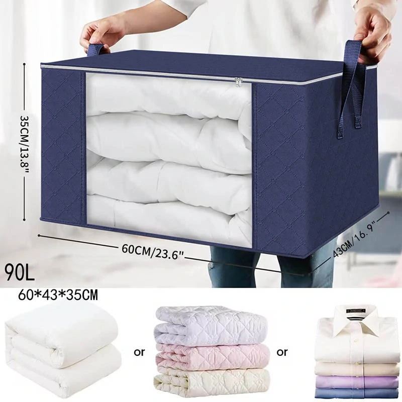 Velký textilní úložný box 90L modrý