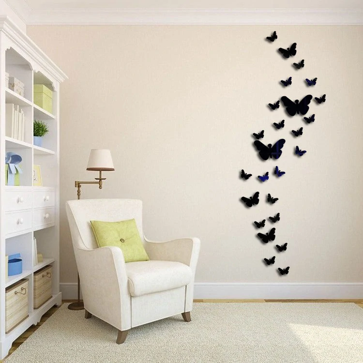 Sada 30 kusů zrcadlových motýlků černá