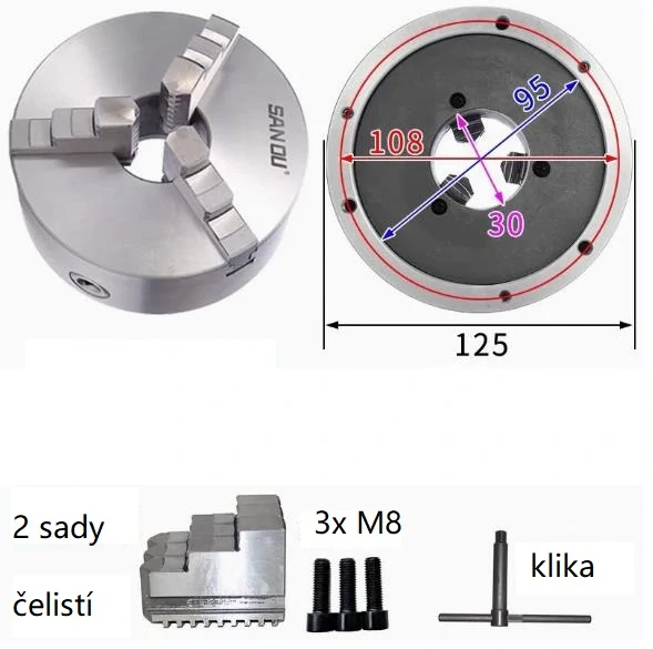 Sklíčidlo na soustruh, 125mm K11-125 3-čelisťové