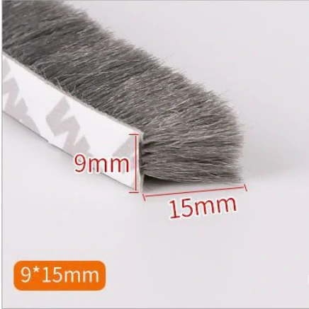 Kartáčové těsnění samolepící 5m x 9 x 15 mm šedé