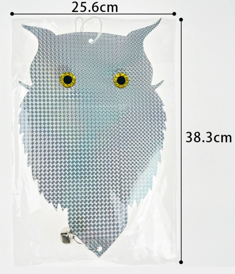 Reflexní odpuzovač ptáků – Sova se zvonky 38 × 25,6 cm