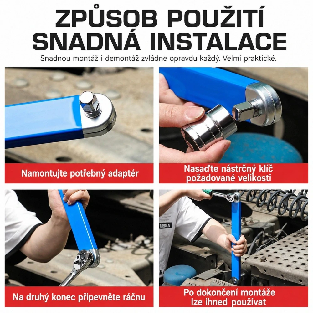 Multifunkční prodlužovací klíč s adaptéry