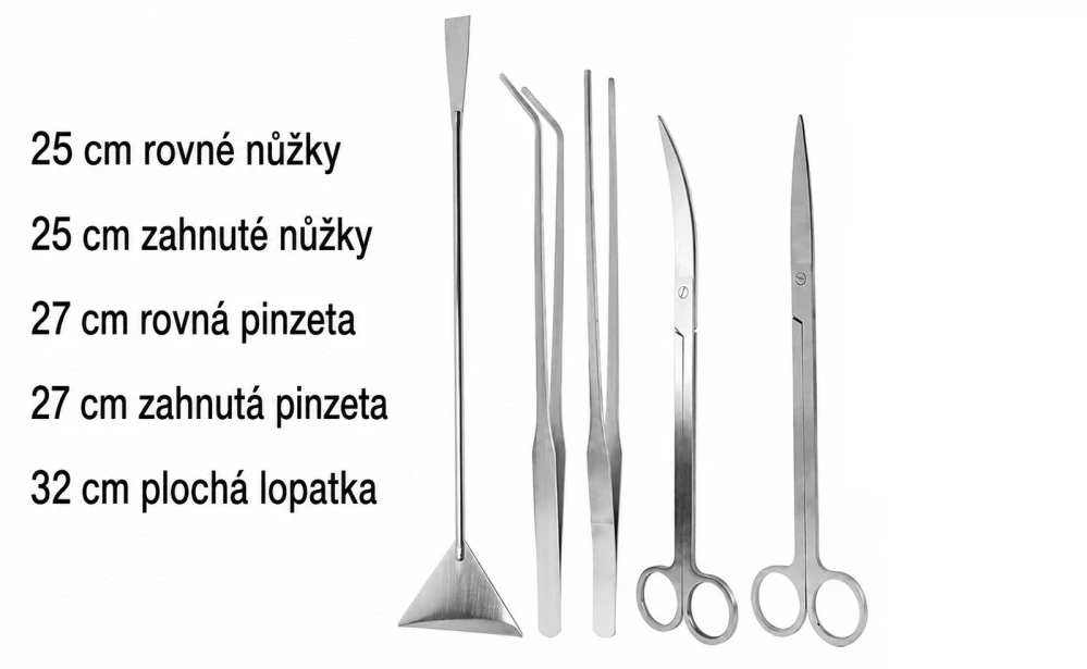 Sada nástrojů pro údržbu akvária a aquascaping – 5 ks s pouzdrem