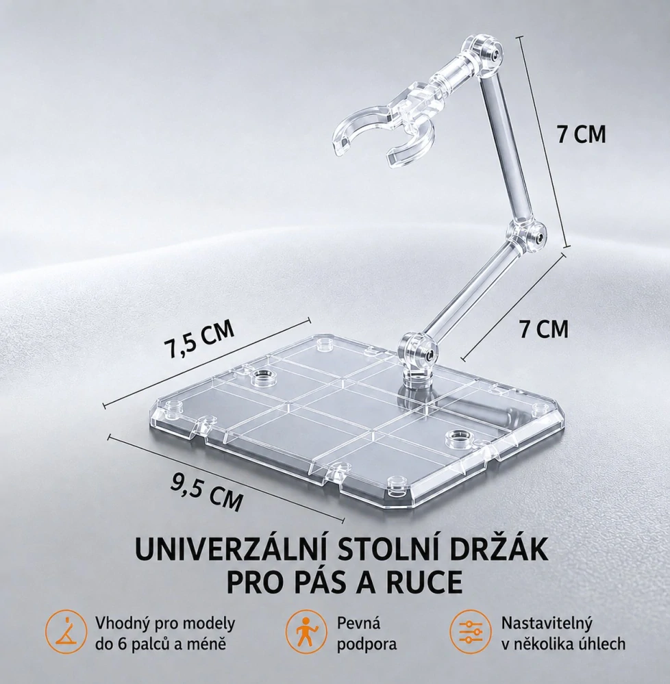 Univerzální stojánek na figurky a modely – transparentní, 1 ks