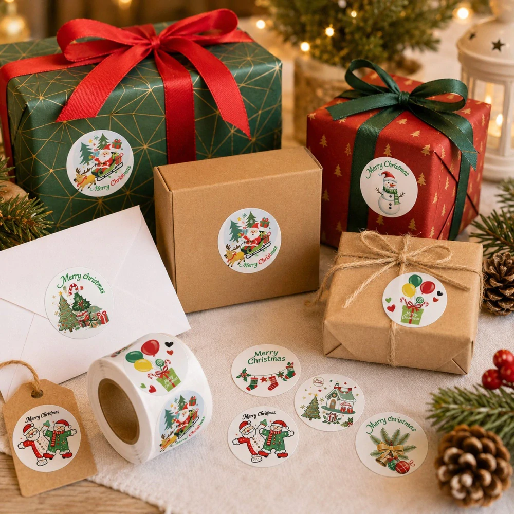 Samolepky Santa, Vánoce, 500 ks