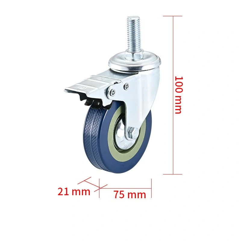 Kolečko otočné s brzdou 75mm šroub M12x30