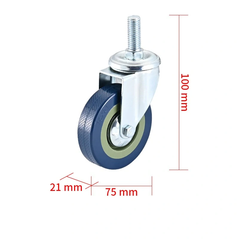 Otočné kolečko bez brzdy 75 mm – závit M12 × 30 mm, 1 ks