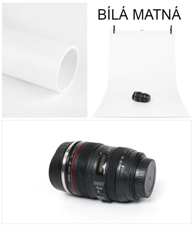 Fotopozadí bílé PVC 70x140 lesklé matné